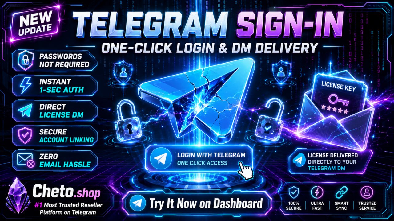 Cheto Shop: Telegram One-Click Login Now Live!