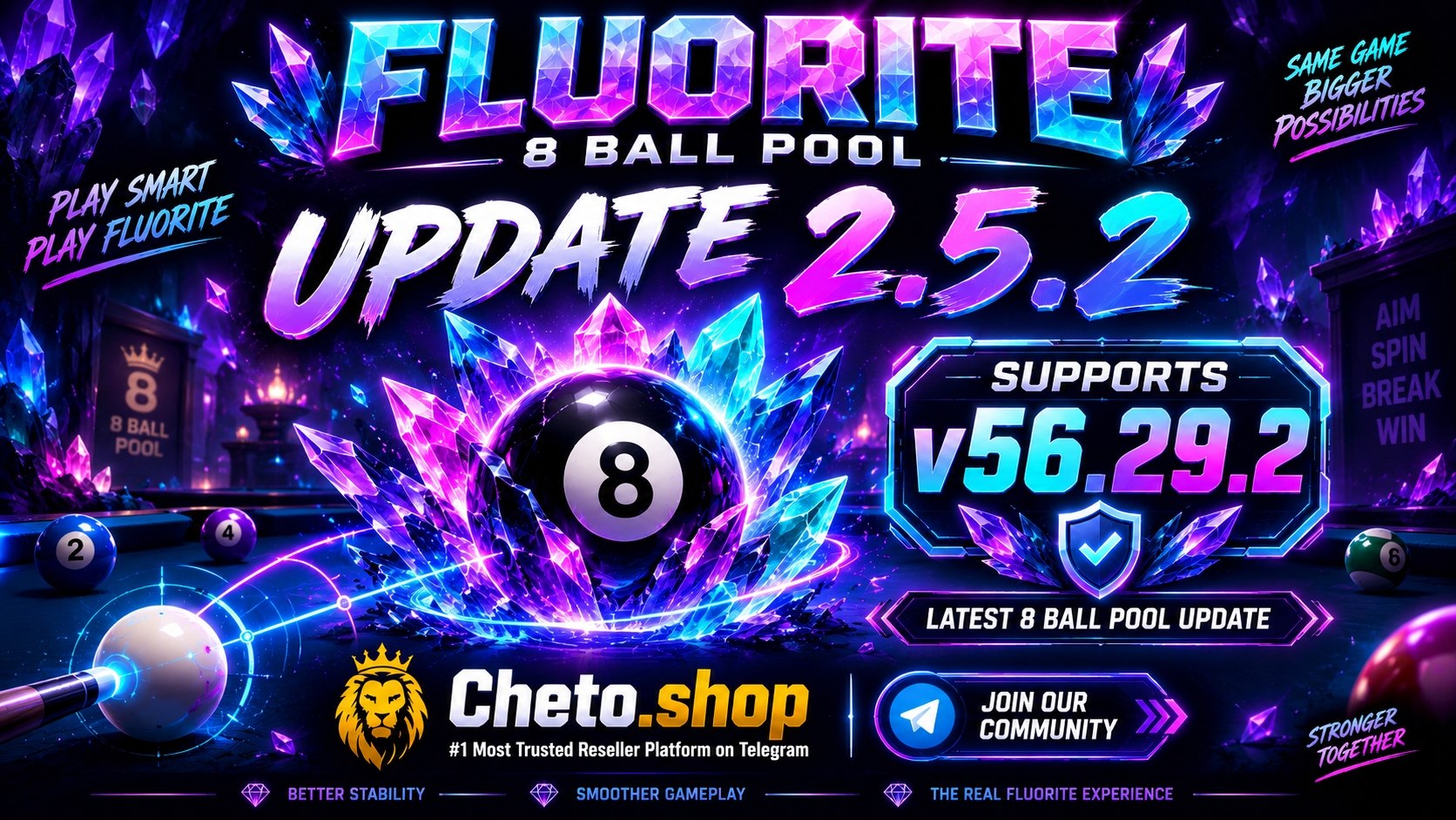 🎱 8 BALL POOL — FLUORITE UPDATED TO v2.5.2 🔮

🔥 U