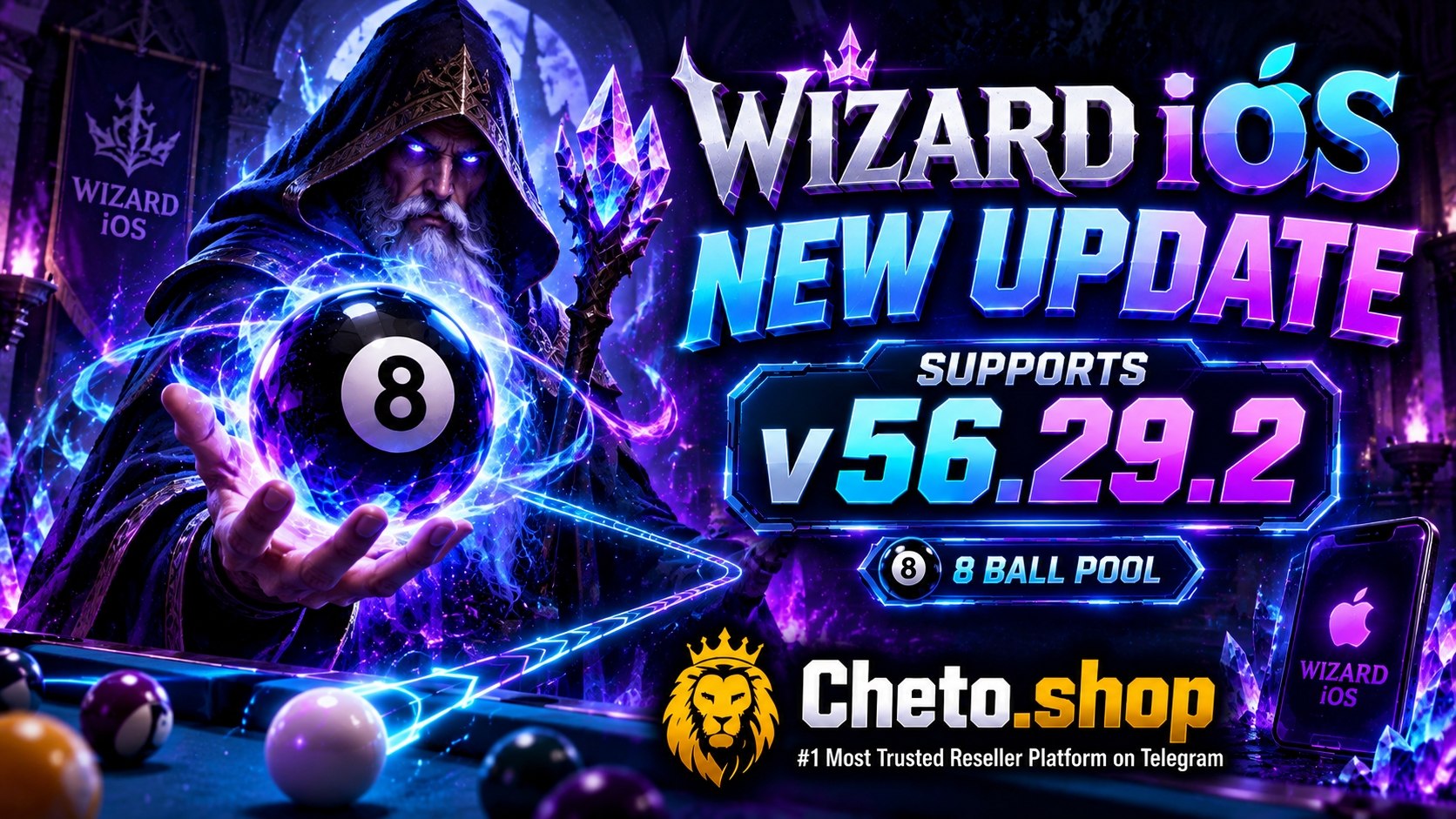 Wizard iOS Update for 8 Ball Pool v56.29.2 | Cheto Shop