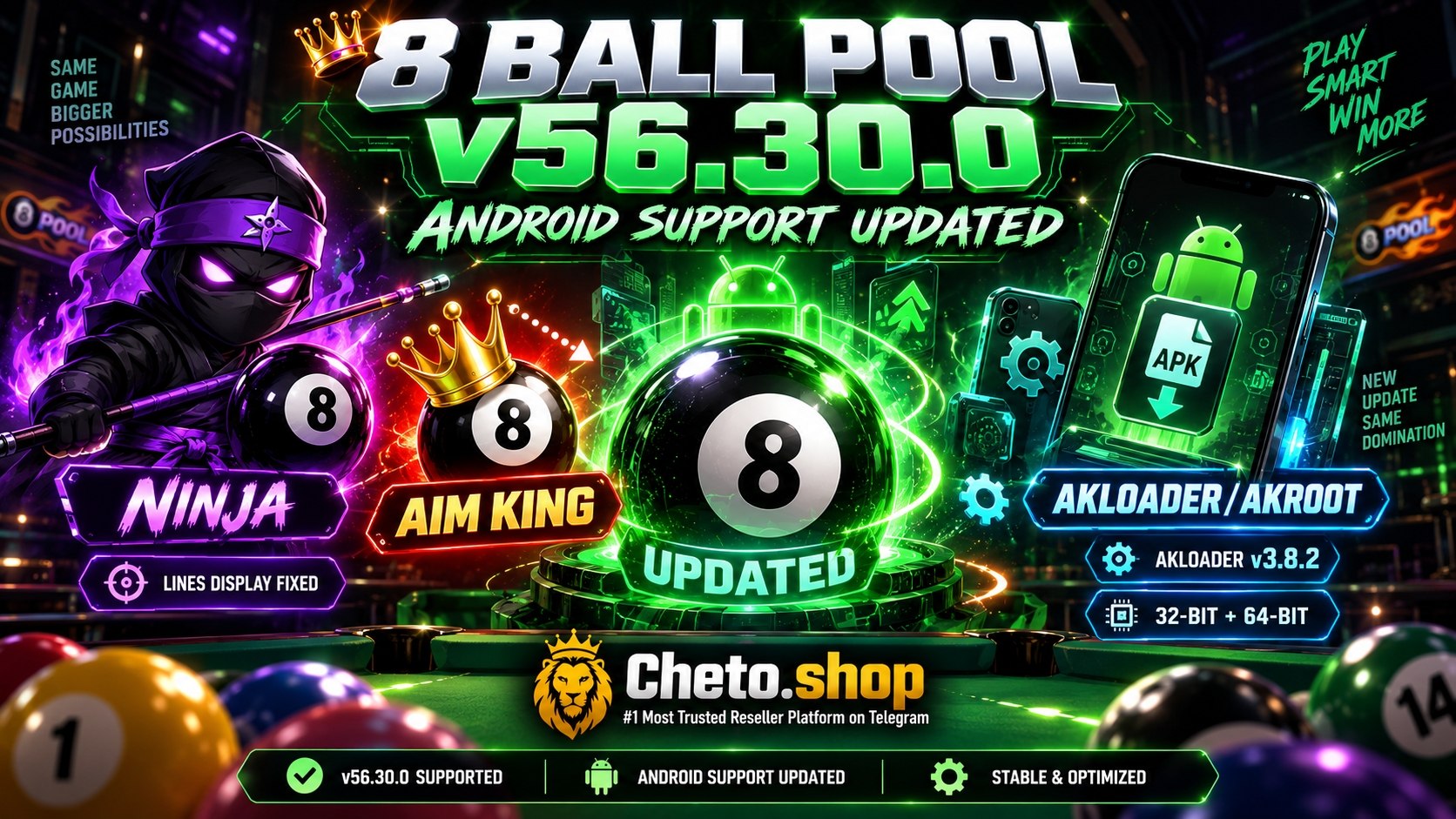 Cheto Shop News Update: 8 Ball Pool v56.30.0 Android Support